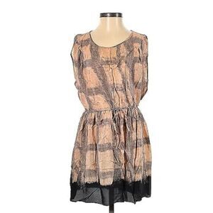 Dil Casual Peach and Black Silk Dress Tie Waist